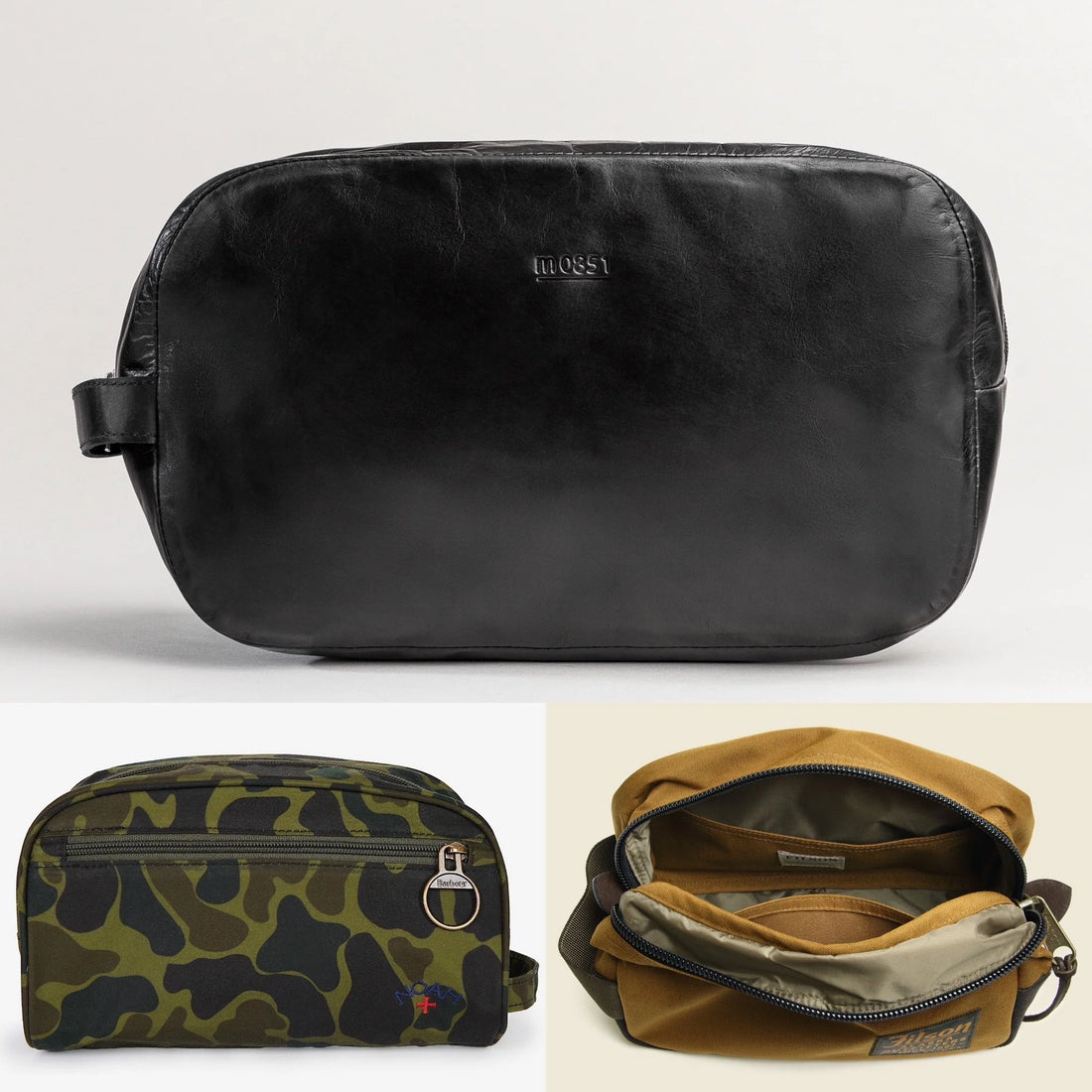 Three grooming bags for travel