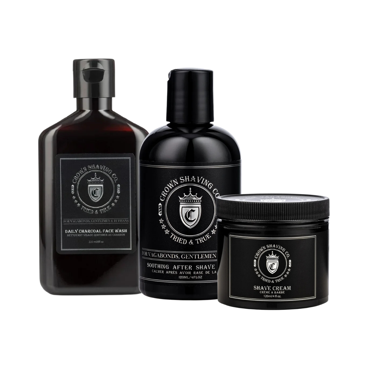 The Shave Reset kit: charcoal face wash, shave cream and after shave lotion